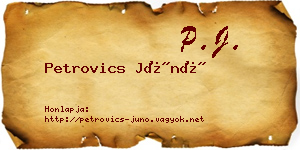 Petrovics Júnó névjegykártya